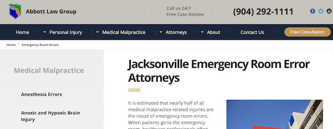 Local focus with primary website content