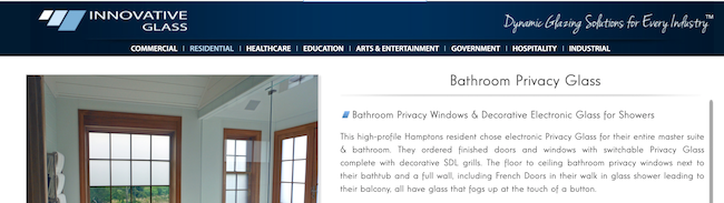 Example of website page header